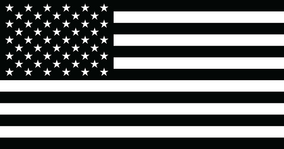 American Flag. Original proportions, black and white version.