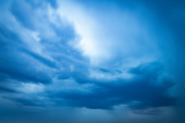 Lightning in the dark night sky over during a summer thunderstorm in Flevoland, The Netherlands