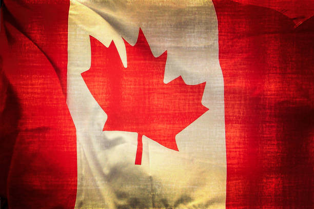 istock Canadian flag background, vintage texture 1206817825