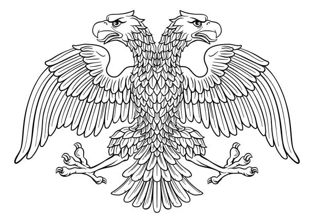 Vector illustration of Double headed Imperial Eagle with Two Heads