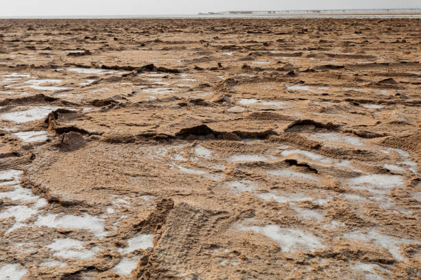 Scenic view of karum salt crystal lake in Danakil depression, Afar region Ethiopia, Africa wilderness.