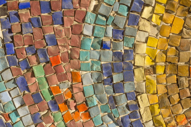 istock Details of abstract ceramic mosaic. Colored ceramic stones 1206819332