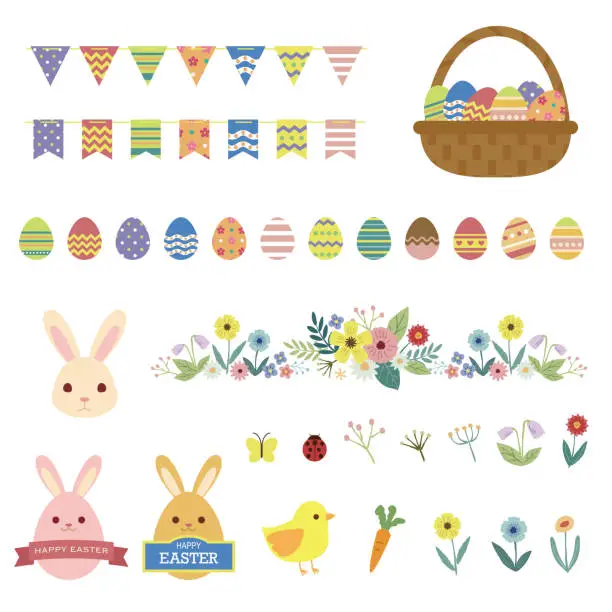 Vector illustration of Happy easter illustration collection.