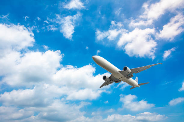 istock High-altitude airplane and beautiful sky in spring 1206822670