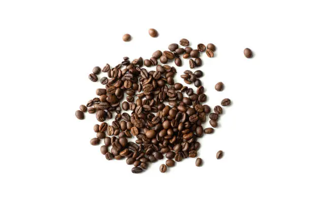 Photo of Close up Coffee bean, Isolated on white background with clipping path.