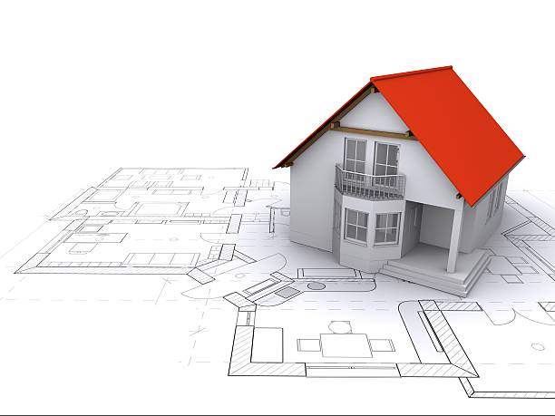 istock house against background of engineering drawings 120682350