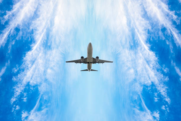 istock High-altitude airplane and beautiful sky in spring 1206823580