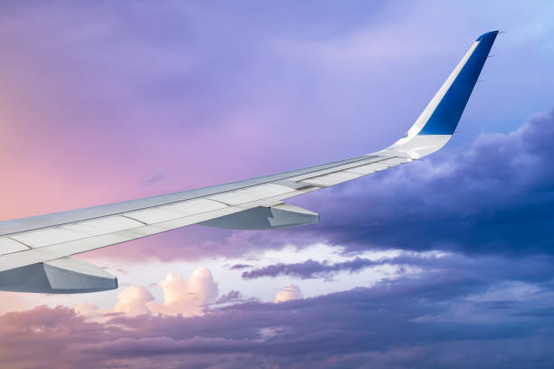 istock High-altitude airplane and beautiful sky at dusk 1206823637