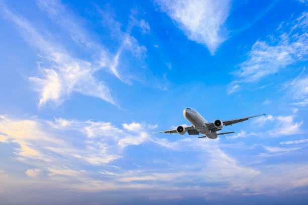 istock High-altitude airplane and beautiful sky in spring 1206823850