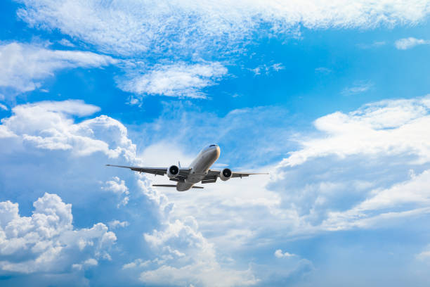 istock High-altitude airplane and beautiful sky in spring 1206824131