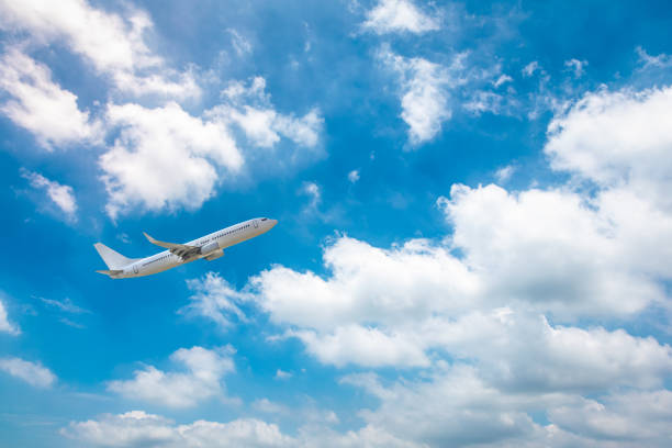 istock High-altitude airplane and beautiful sky in spring 1206824480
