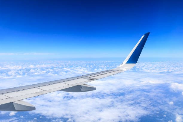 istock Airplane flying at high altitude and beautiful high-altitude clouds in spring 1206828752