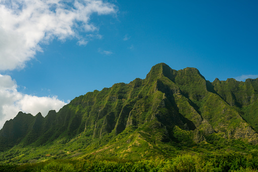 View of Kualoa Mountains on the Island of Oahu Hawaii