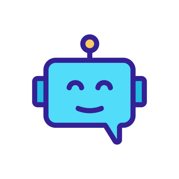 ilustrações, clipart, desenhos animados e ícones de vetor de ícone supor de chat bot. ilustração isolada do símbolo do contorno - robótica