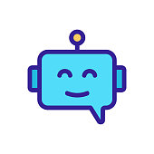 istock Chat bot icon vector. Isolated contour symbol illustration 1206829856