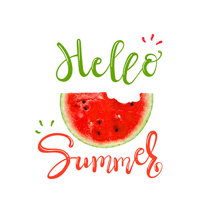 watermelon and lettering hello summer.