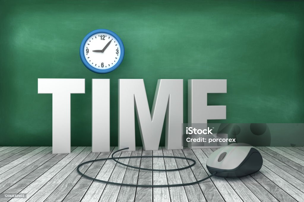 Word Time Background 3d Word Time With Clock On Chalkboard Background 3d Rendering Stock ...