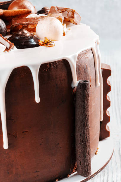 istock The cake is decorated with white chocolate and whipped cream 1206835682