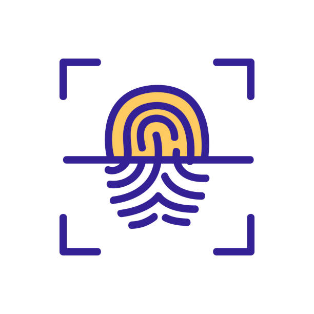 wektor ikony odcisku palca skanera. ilustracja symbolu izolowanego konturu - fingerprint blue human finger fingermark stock illustrations