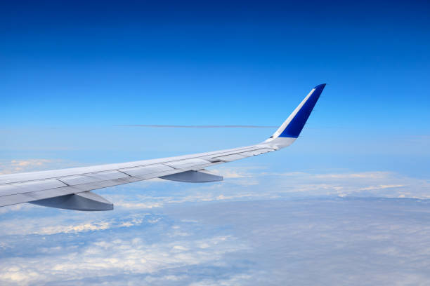 istock Airplane flying at high altitude and beautiful high-altitude clouds in spring 1206837669