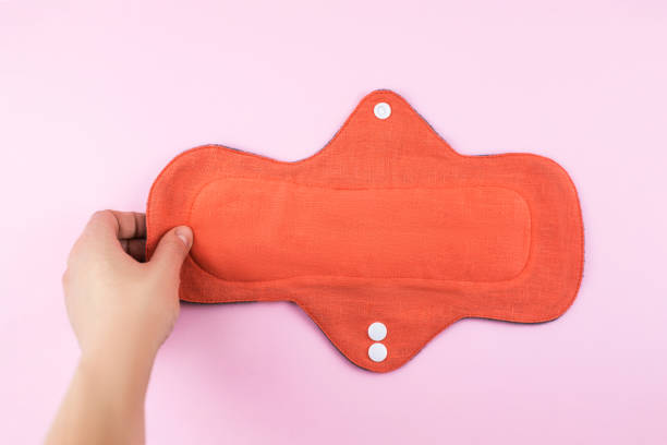 istock Reusable cotton cloth woman pad. Top view. 1206838529