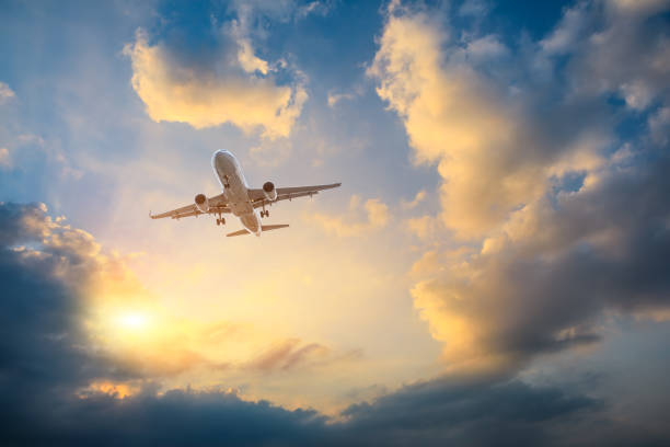 istock High-altitude airplane and beautiful sky at dusk 1206839566