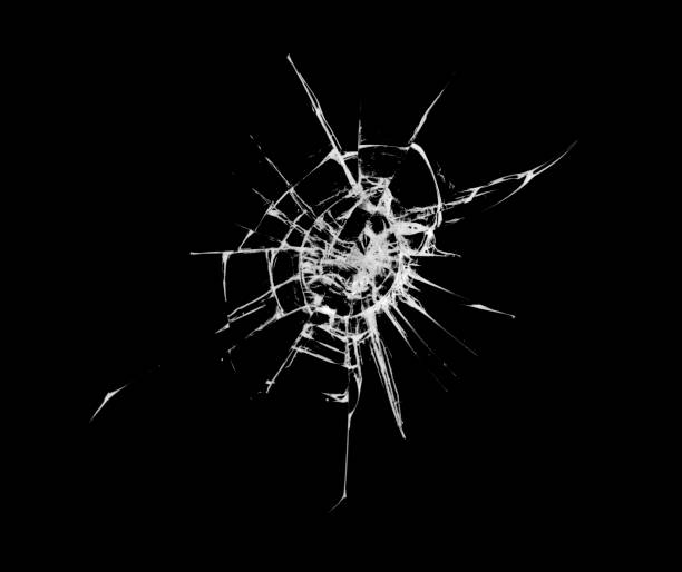 istock Broken glass on isolated cracked window on black background. Cracks design concept. 1206840060