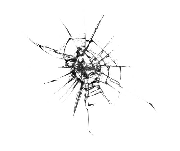 istock Broken glass on window isolated crack on white background. Cracks concept for design. 1206841277