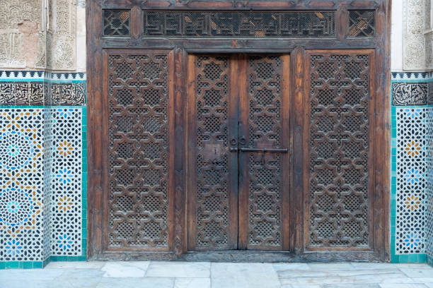 Detail of the wall decorations in the Madrasa Bou Inania Koran School