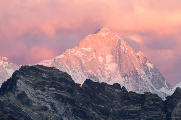 istock Last light on Mt Makalu at 8485m, Himalayas, Nepal. 1206847424