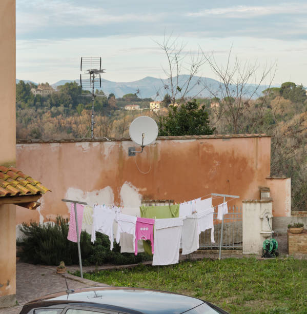 clothes line in the backyard with scenic view