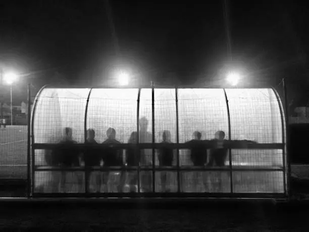 Soccer team at night at the stadium