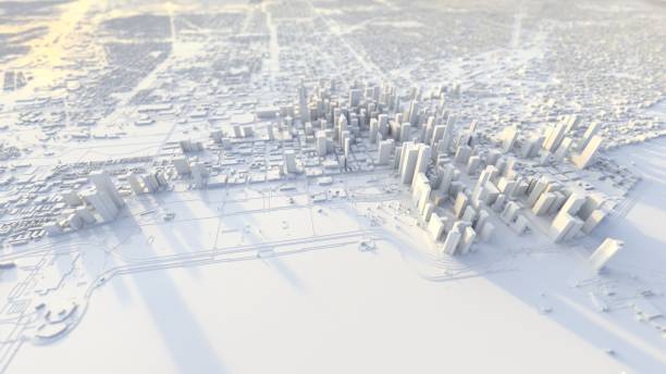 istock 3d illustration of chicago city with white material. 1206849100