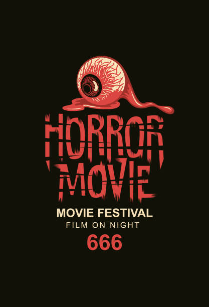 ilustraciones, imágenes clip art, dibujos animados e iconos de stock de cartel para cine de miedo, festival de cine de terror - juego del ahorcado
