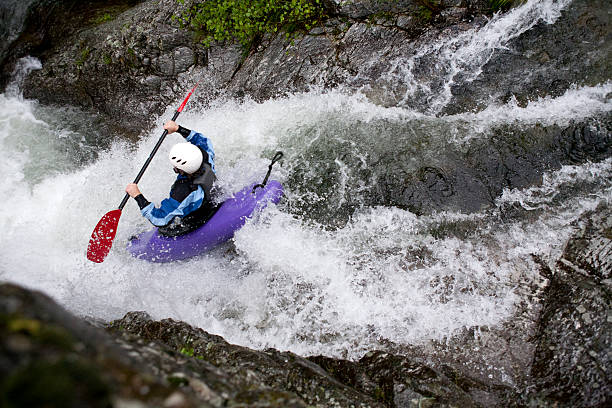 white water canoeing stock photo