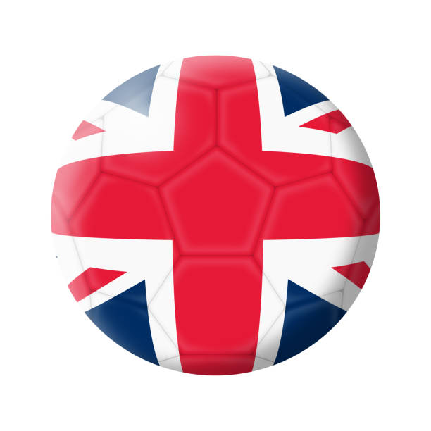 großbritannien großbritannien fußball-fußball-illustration isoliert auf weiß mit clipping-pfad - england map soccer soccer ball stock-grafiken, -clipart, -cartoons und -symbole