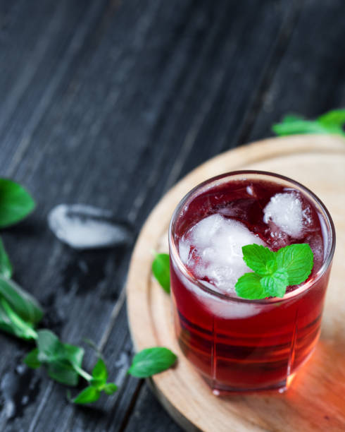 istock Summer refreshing red cocktail with ice, mint, gin 1206858423