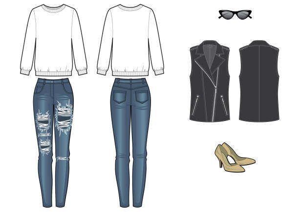 istock womans fashion look with sweetshirt and jeans 1206859732