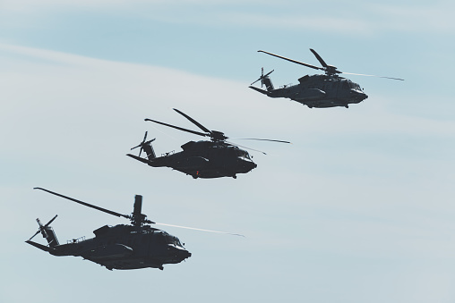 Navy Sikorsky CH-148 Cyclone helicopters in formation. (Composite)