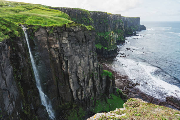 Aerial view of cliffs of Moher Ireland Aerial view of cliffs of Moher Ireland doolin photos stock pictures, royalty-free photos & images