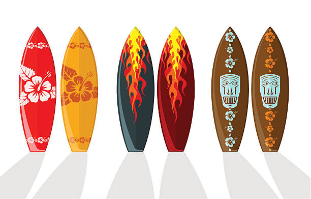 Set of surf boards vector art illustration