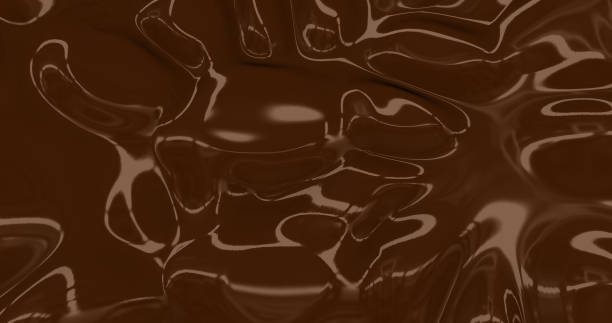 istock Liquid hot chocolate background. Melted dark chocolate texture 3D rendering. Glamour silk backdrop . 3D illustration 1206870851