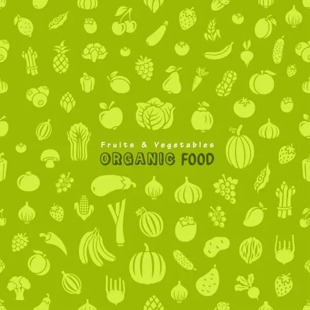 Vector illustration of Organic Food. Seamless Pattern