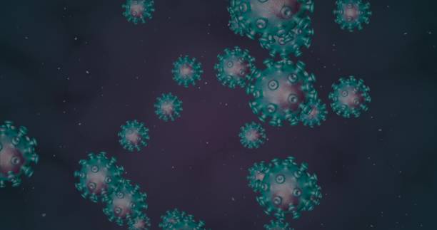 istock Coronavirus cells. Group of viruses that cause respiratory infections. 3D rendering 3D illustration 1206872733