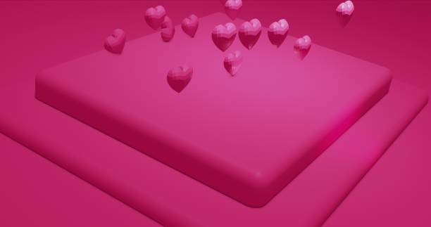 istock Pink glamor falling polygonal hearts. Valentines Day. event background. 3D rendering 3D illustration 1206872780