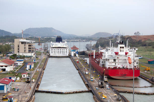 istock Cruise and Cargo Ships Entering Panama City 1206874196