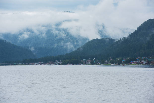 istock Foggy Teletskoye lake in Altai mountains 1206874841