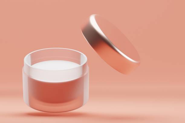 istock Set Blank cosmetic packaging mock up, pastel orange background, 3d rendering 1206874863