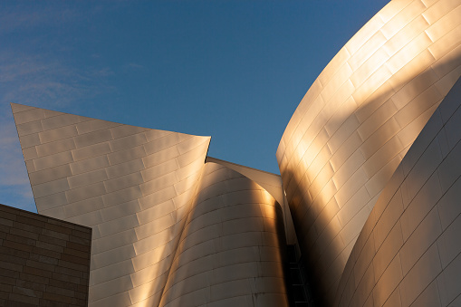 Los Angeles, California, United States - December 9, 2008: Detail of the avant garde architecture of Walt Disney Concert Hall designed by architect Frank Gehry at downtown.