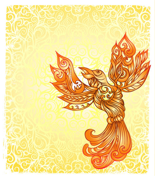 душа птица - phoenix fire tattoo bird stock illustrations